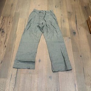 Banana Republic 100% Linen Olive Green Wide Leg Pants Size 6 $100